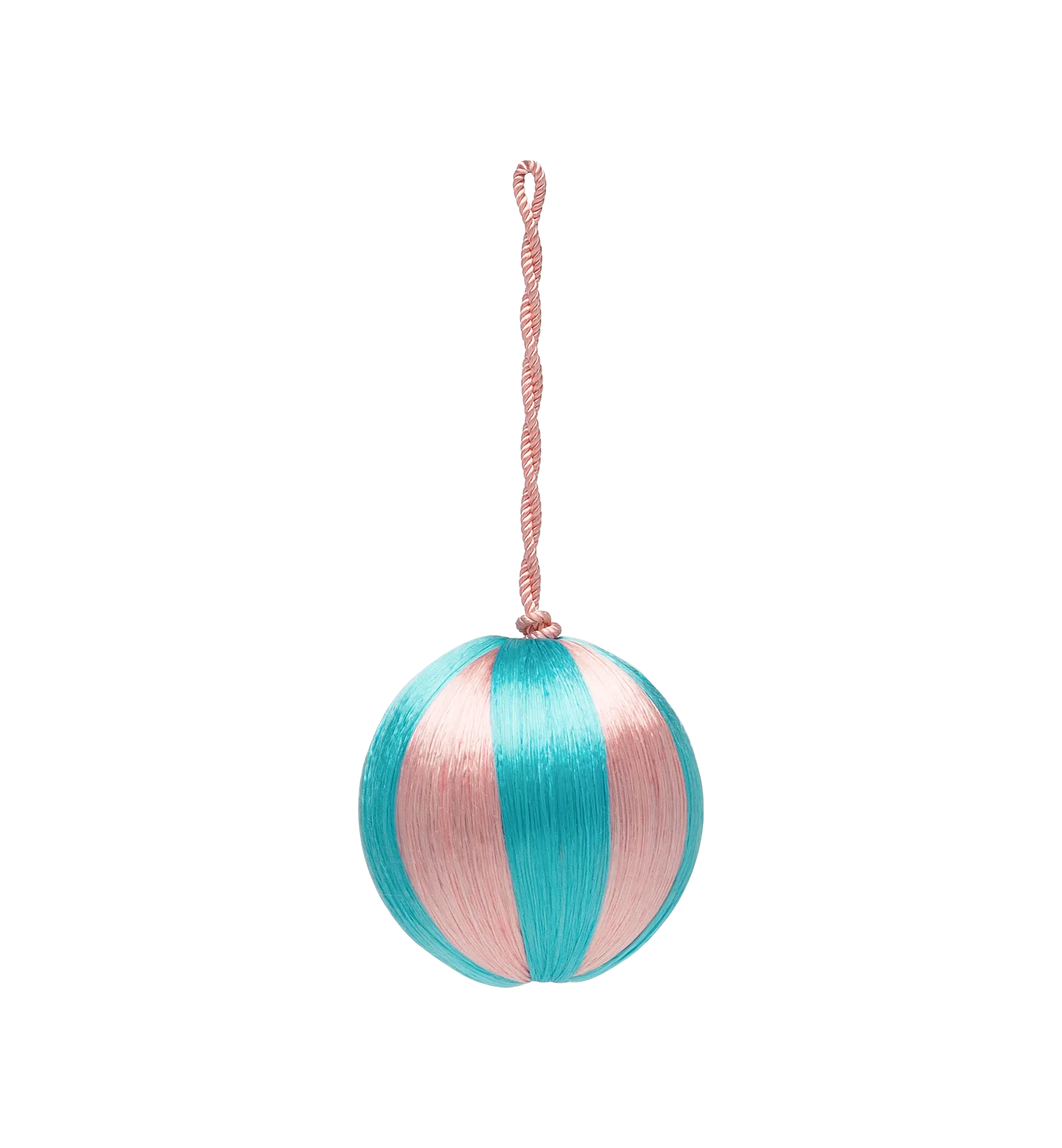 Small Corded Turquoise and Pink Stripe Ornament