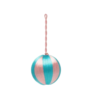 Small Corded Turquoise and Pink Stripe Ornament