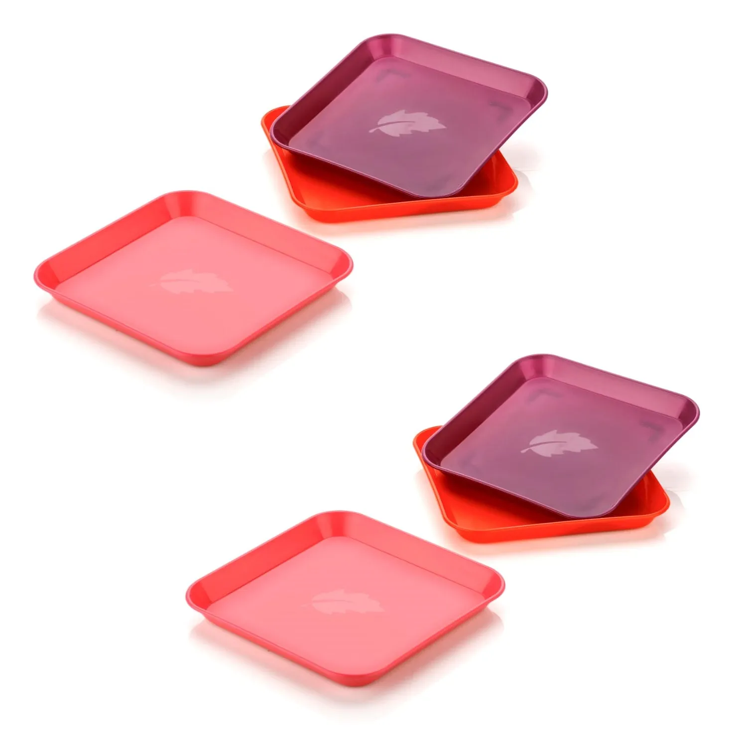 Square Plastic Dinner Plate Set (Set of 6 Pcs) Colorful Snacks  /  Breakfast Plate