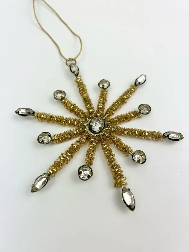 Starburst Gold Beaded Small Ornament