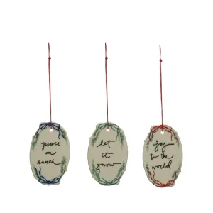 Stoneware Holiday Saying Ornaments