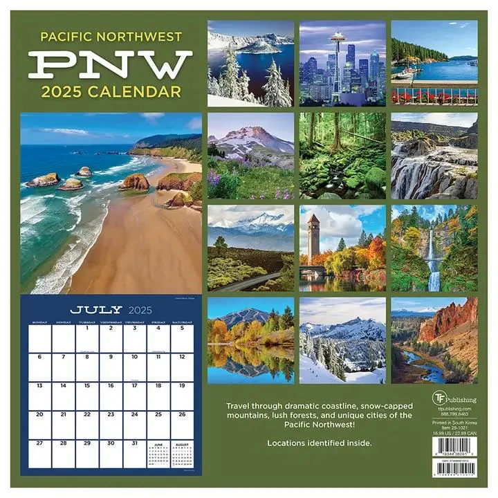 TF Publishing 2025 Pacific Northwest Wall Calendar