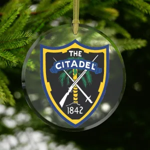 The Citadel, Classic Crest Logo Glass Ornament