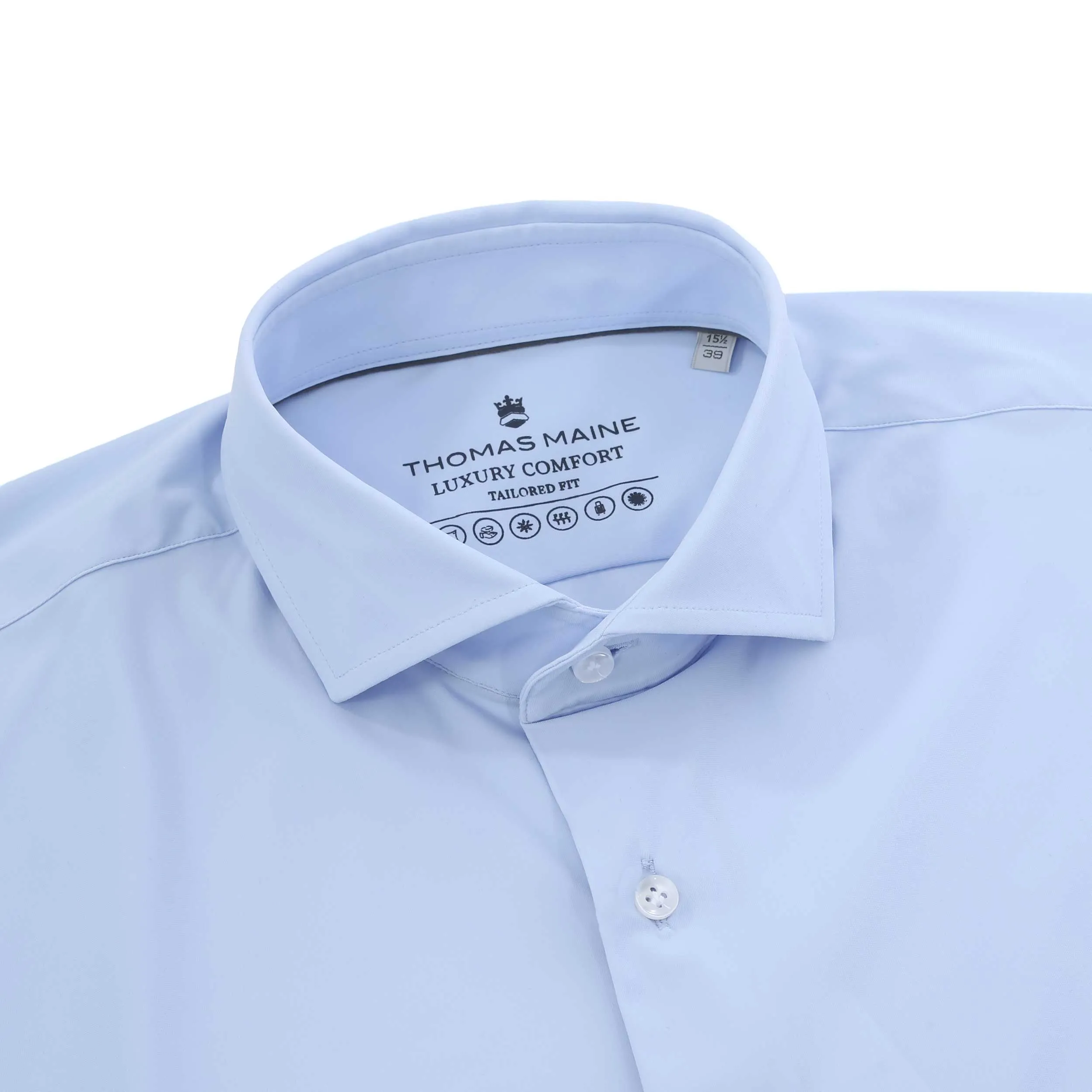 Thomas Maine Tech Luxe Stretch Shirt in Sky Blue