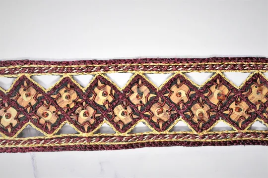 Unique Trim Design | DIY Craft | Decorative Trim | High Quality Trim | Beaded With Rhinestone | Handmade Indian Trim | 1.5" Trim By The Yard