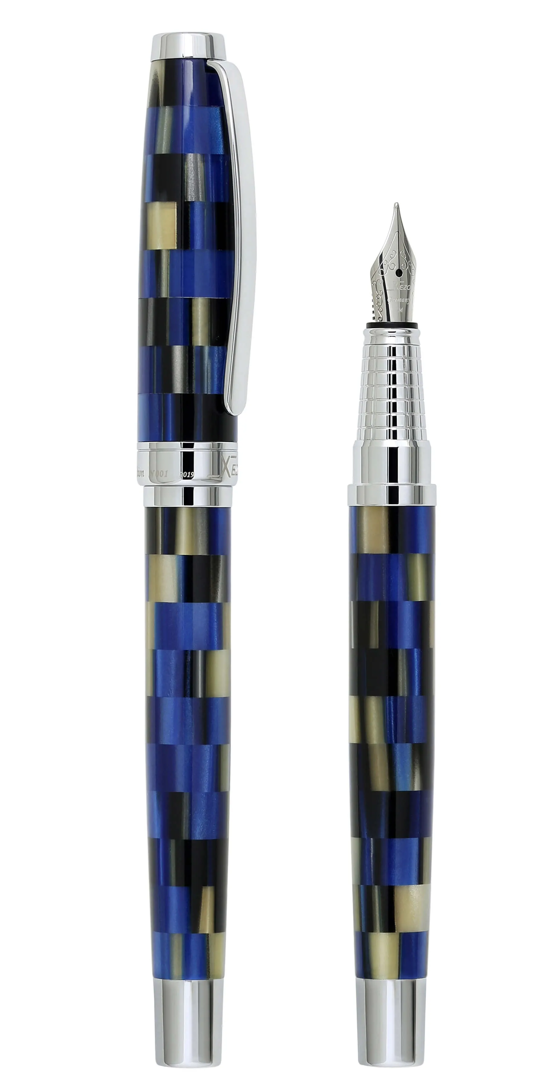 Urbanite I Acrylic & Brass Fountain Pen (Medium Nib) - Modern Blue