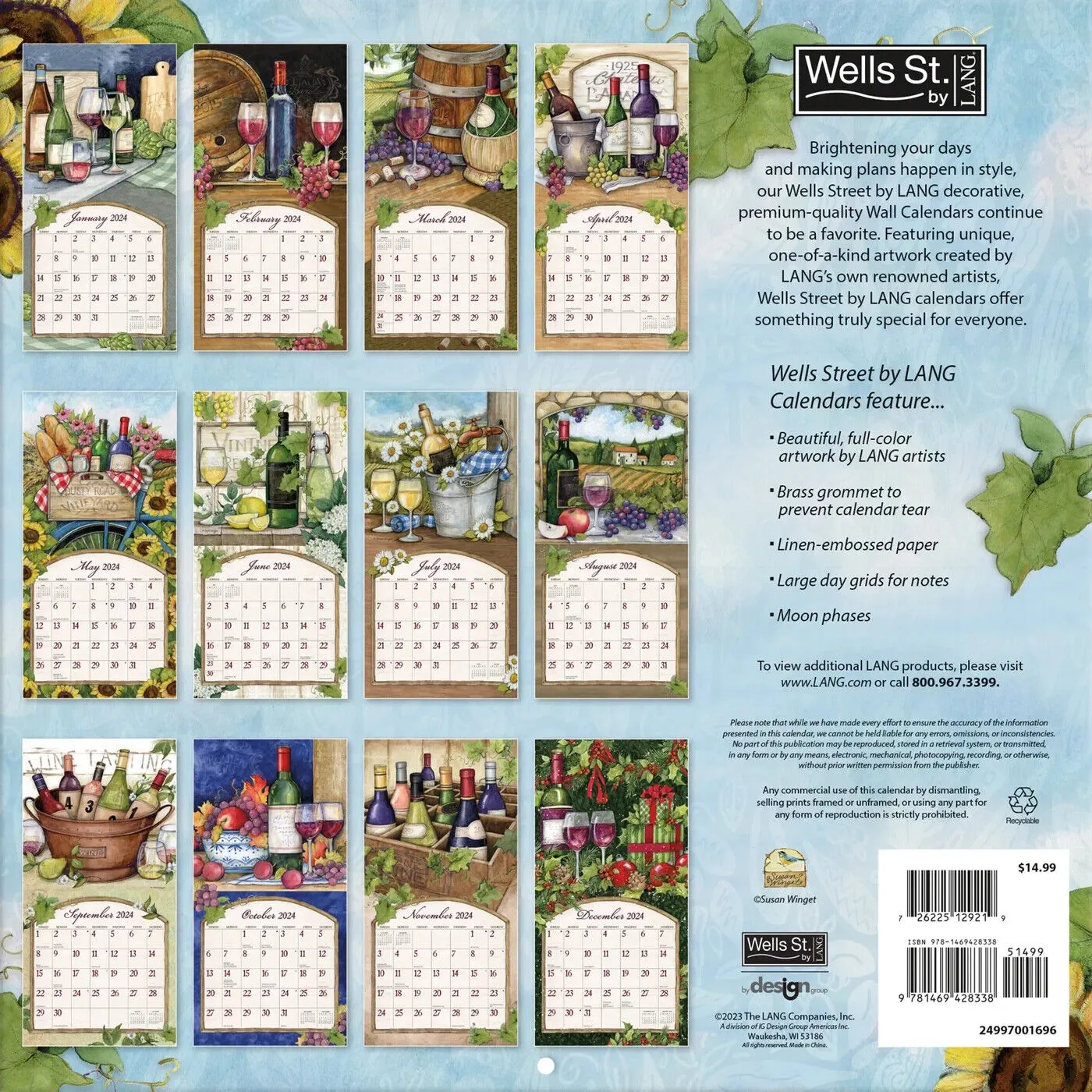 WSBL Wine Cellar 2024 Wall Calendar