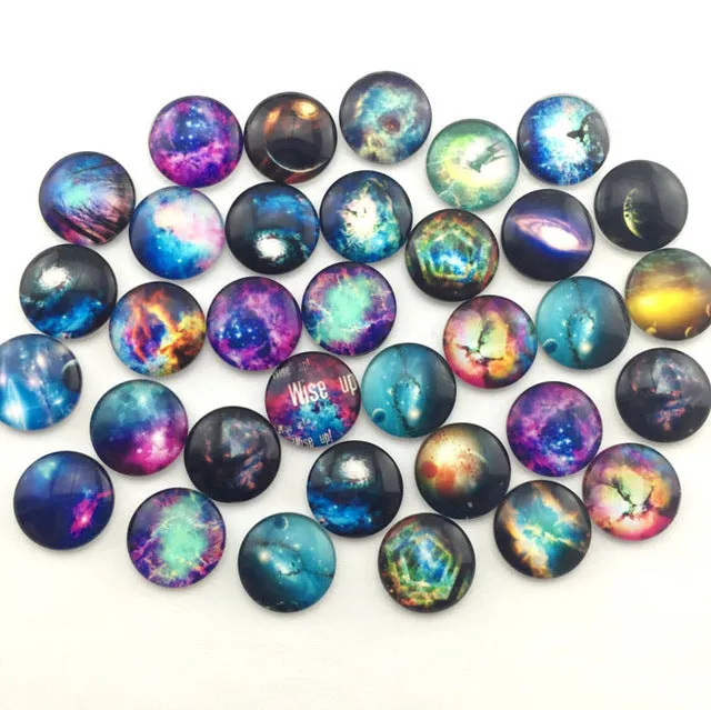 ZEROUP Glass Cabochon 12mm 10mm Mixed Round Photo Cameo Cabochon Setting Supplies for Jewelry Accessories Handmade Pattern 50pcs