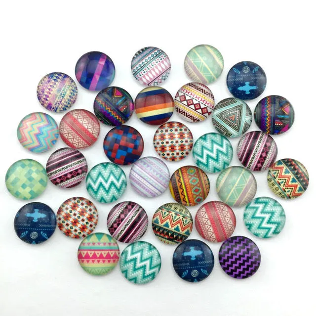 ZEROUP Glass Cabochon 12mm 10mm Mixed Round Photo Cameo Cabochon Setting Supplies for Jewelry Accessories Handmade Pattern 50pcs