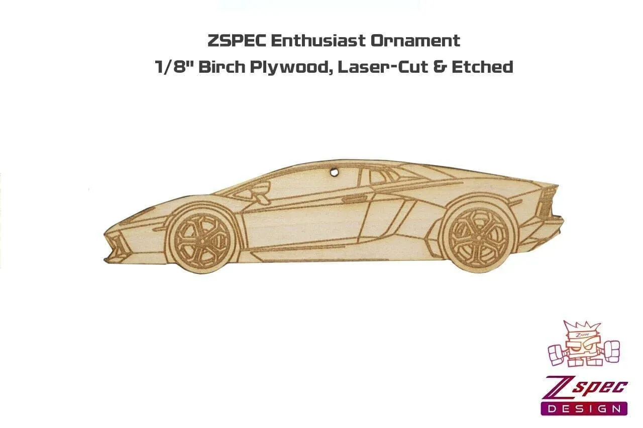 ZSPEC Laser-Engraved Wood Ornament, Style: Lamborghini Aventador, Birch