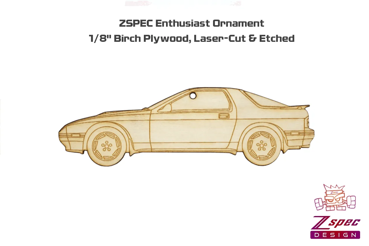 ZSPEC Laser-Engraved Wood Ornament, Style: Mazda RX-7 FC, Birch